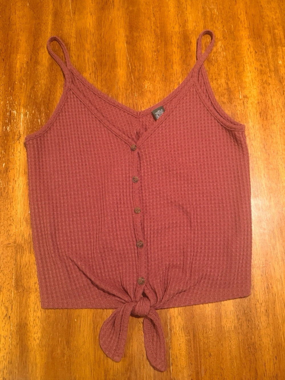 Wild Fable Mauve Waffle-Knit Tie-Front Cami Size Medium